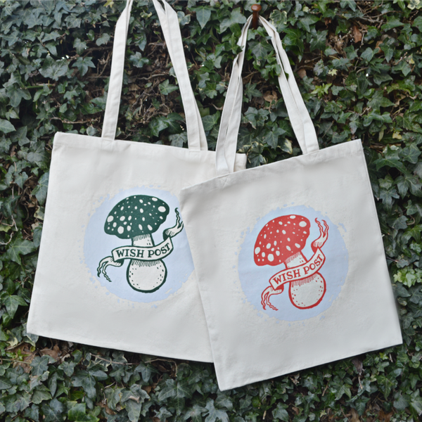 Cream Cotton Tote Bag With Wish Post Logo