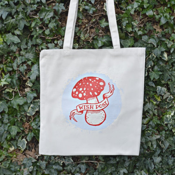 Cream Cotton Tote Bag With Wish Post Logo